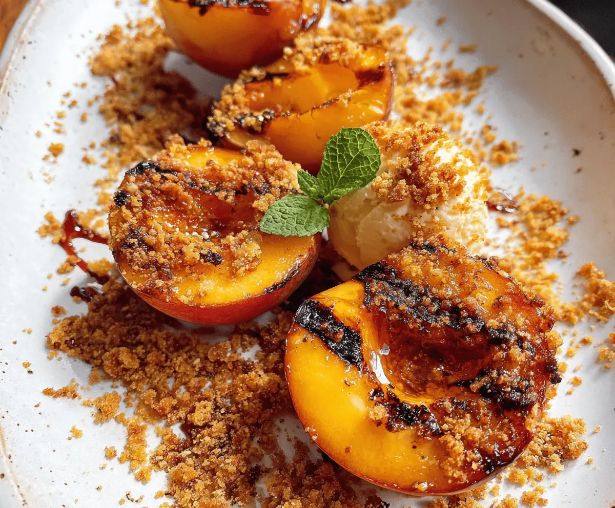 Easy Maple Grilled Peaches with Almond Cookie Crumble