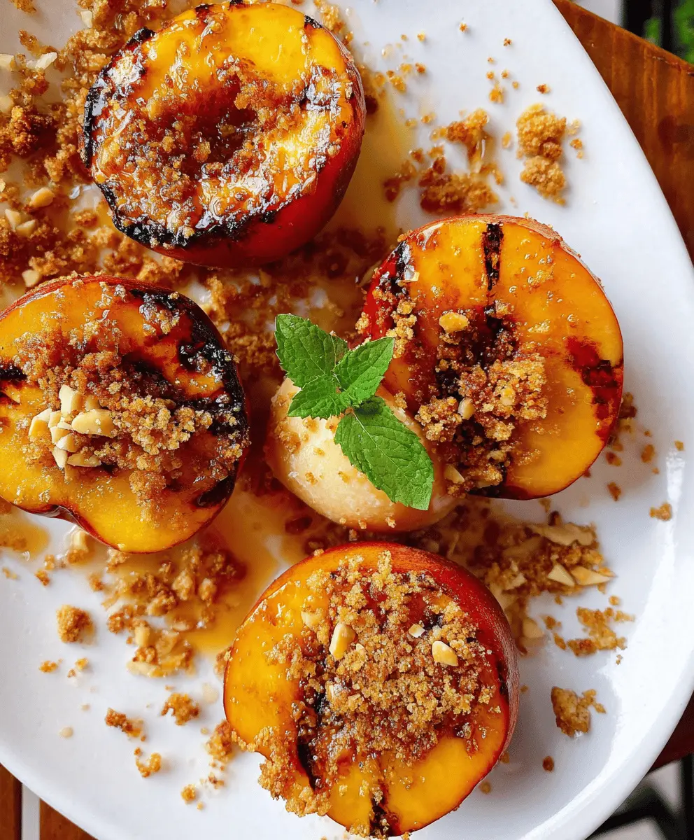 Easy Maple Grilled Peaches with Almond Cookie Crumble