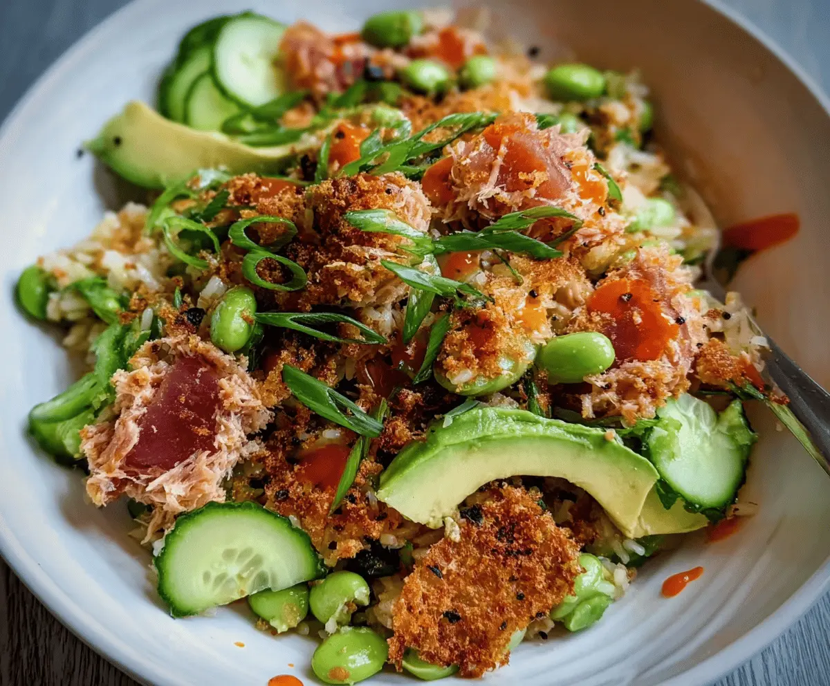Easy Tuna Avocado Crispy Rice Salad Recipe