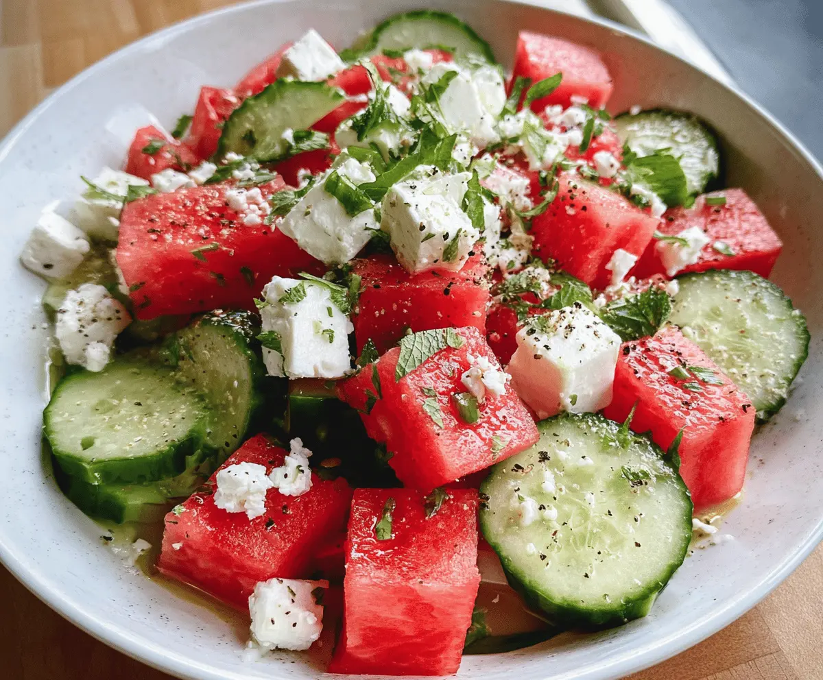 Easy Watermelon Cucumber Feta Salad Recipe