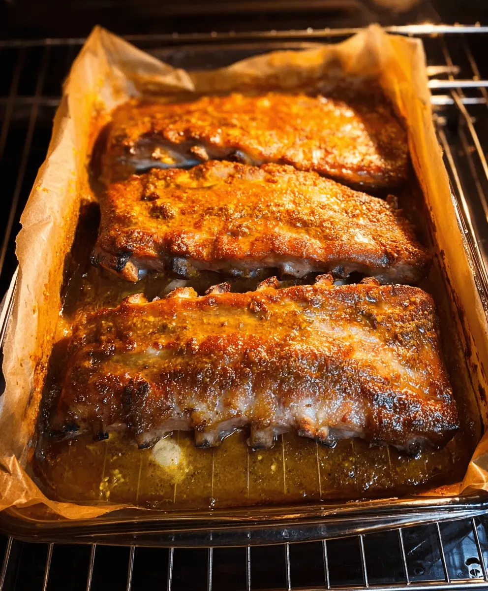 Easy Oven Baked Mustard Pork Ribs