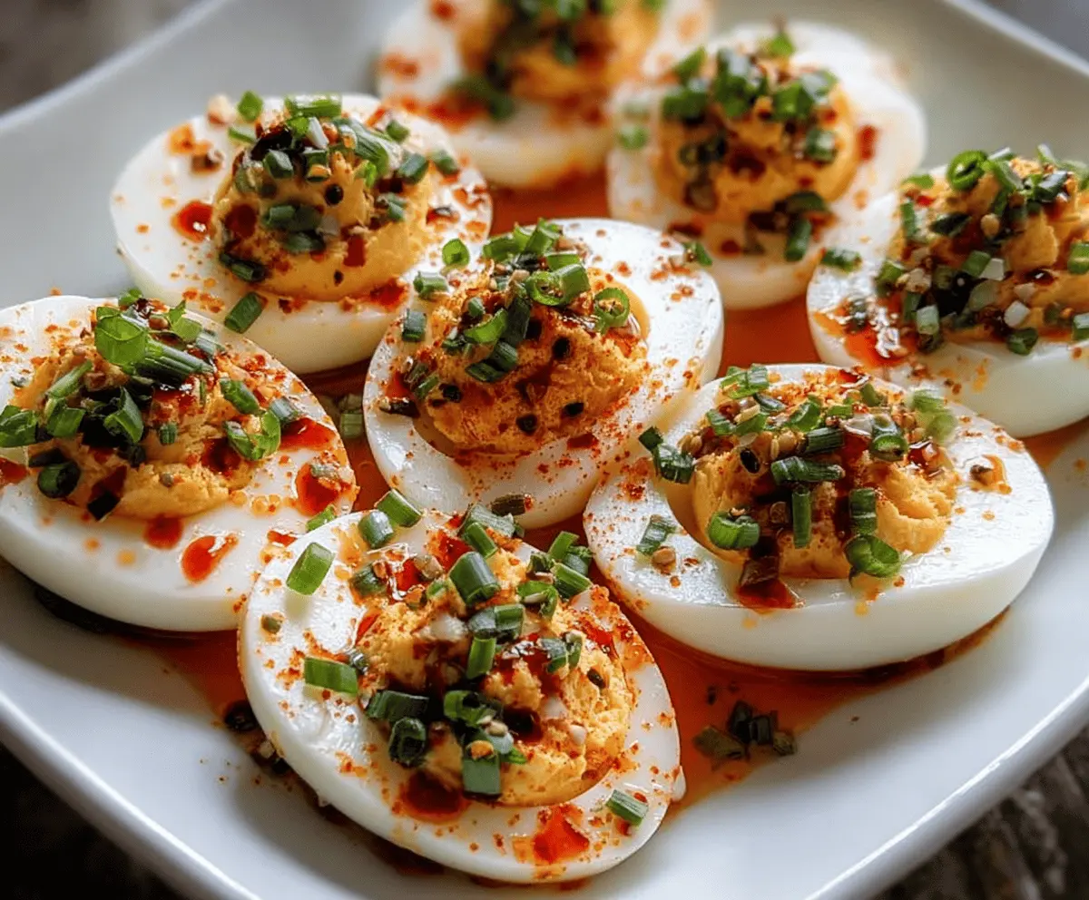 Spicy Chili Garlic Deviled Eggs Recipe