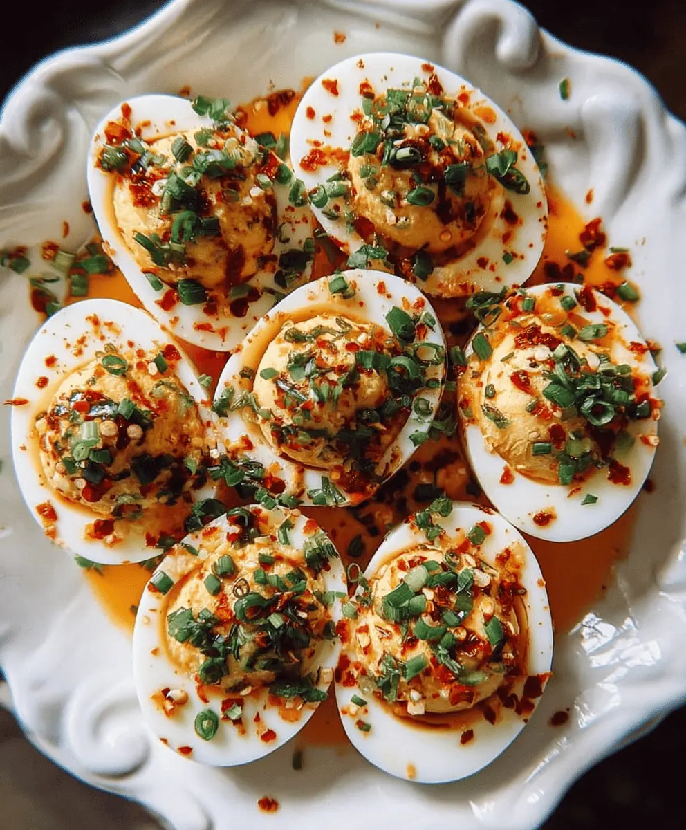 Spicy Chili Garlic Deviled Eggs Recipe