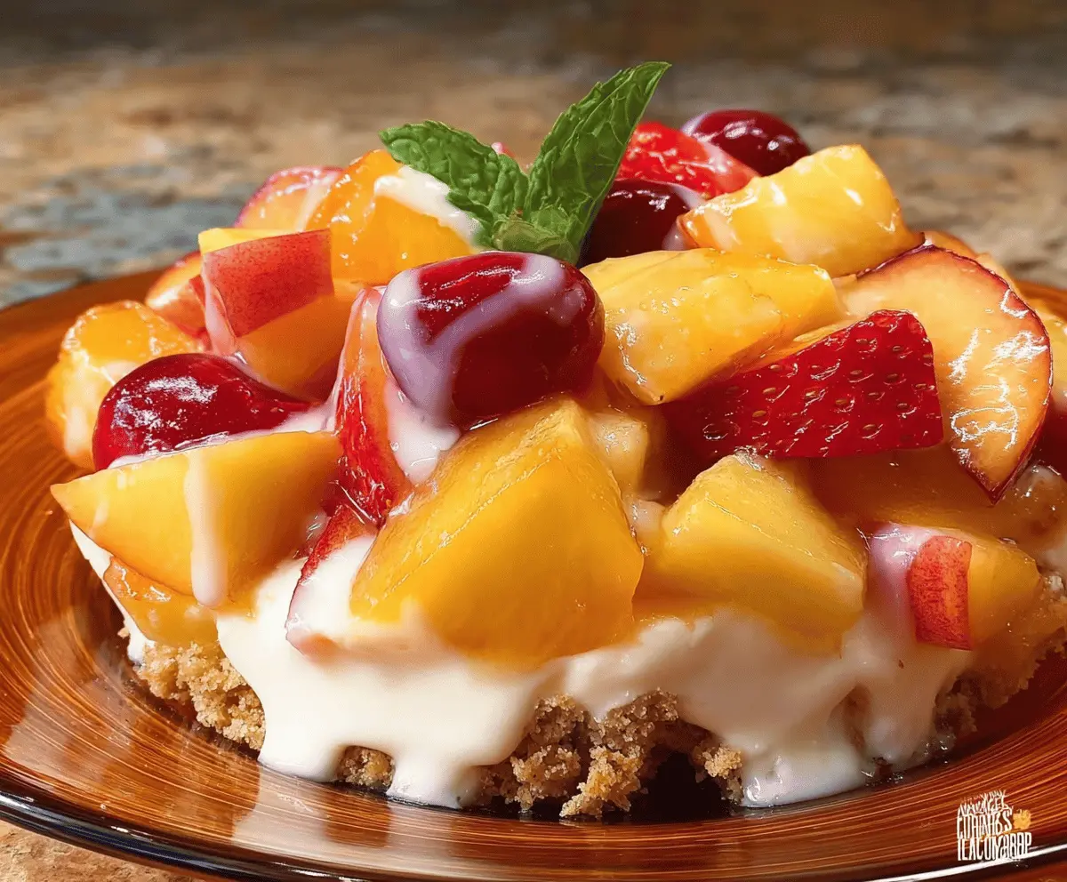 Easy Peach Cobbler Cheesecake Fruit Salad Recipe