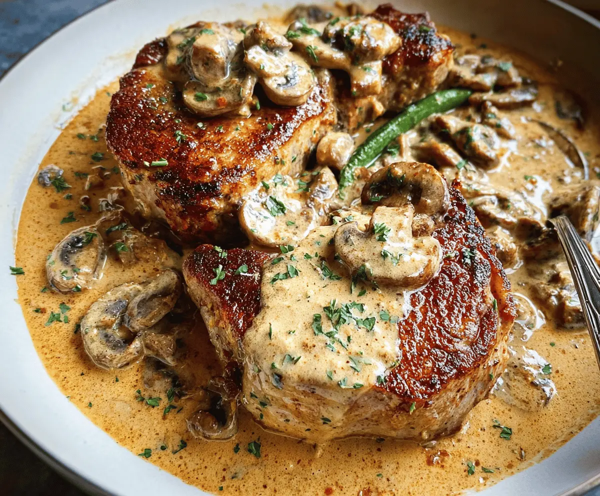 Creamy Garlic Pork Chops with Mushrooms