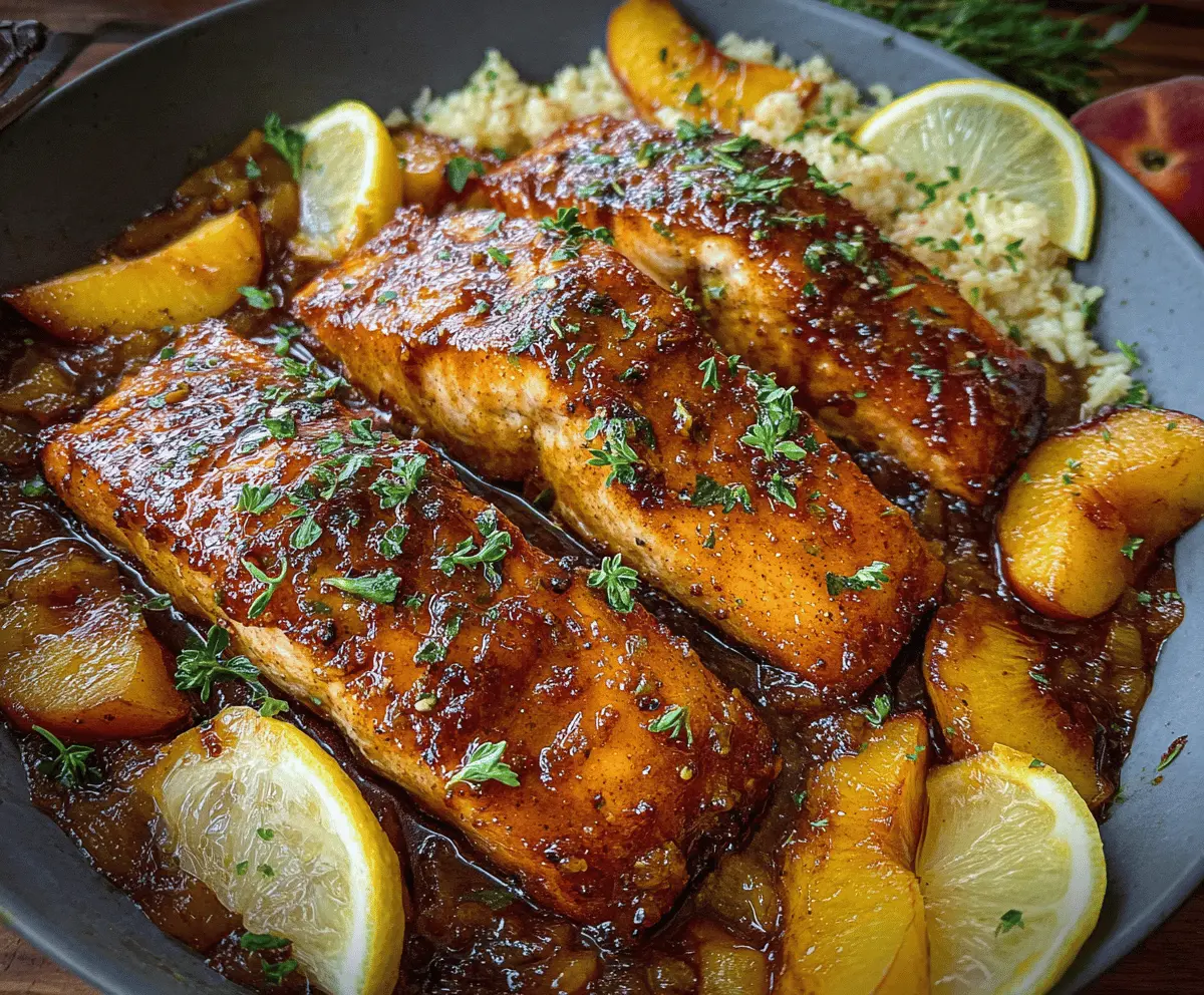 Easy Bourbon Peach Glazed Salmon Recipe
