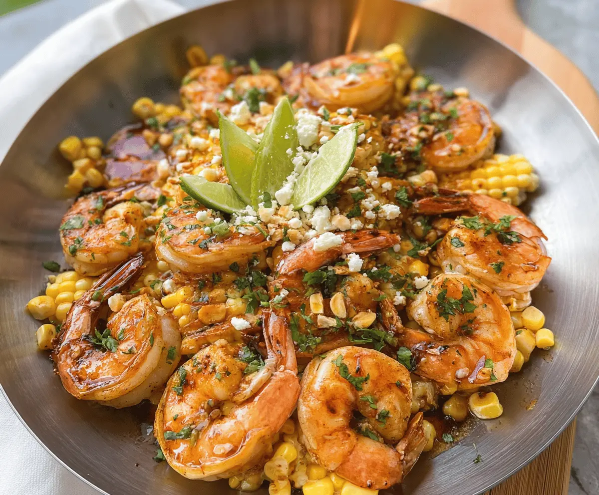 Easy Shrimp with Creamy Mexican Street Corn Sauce