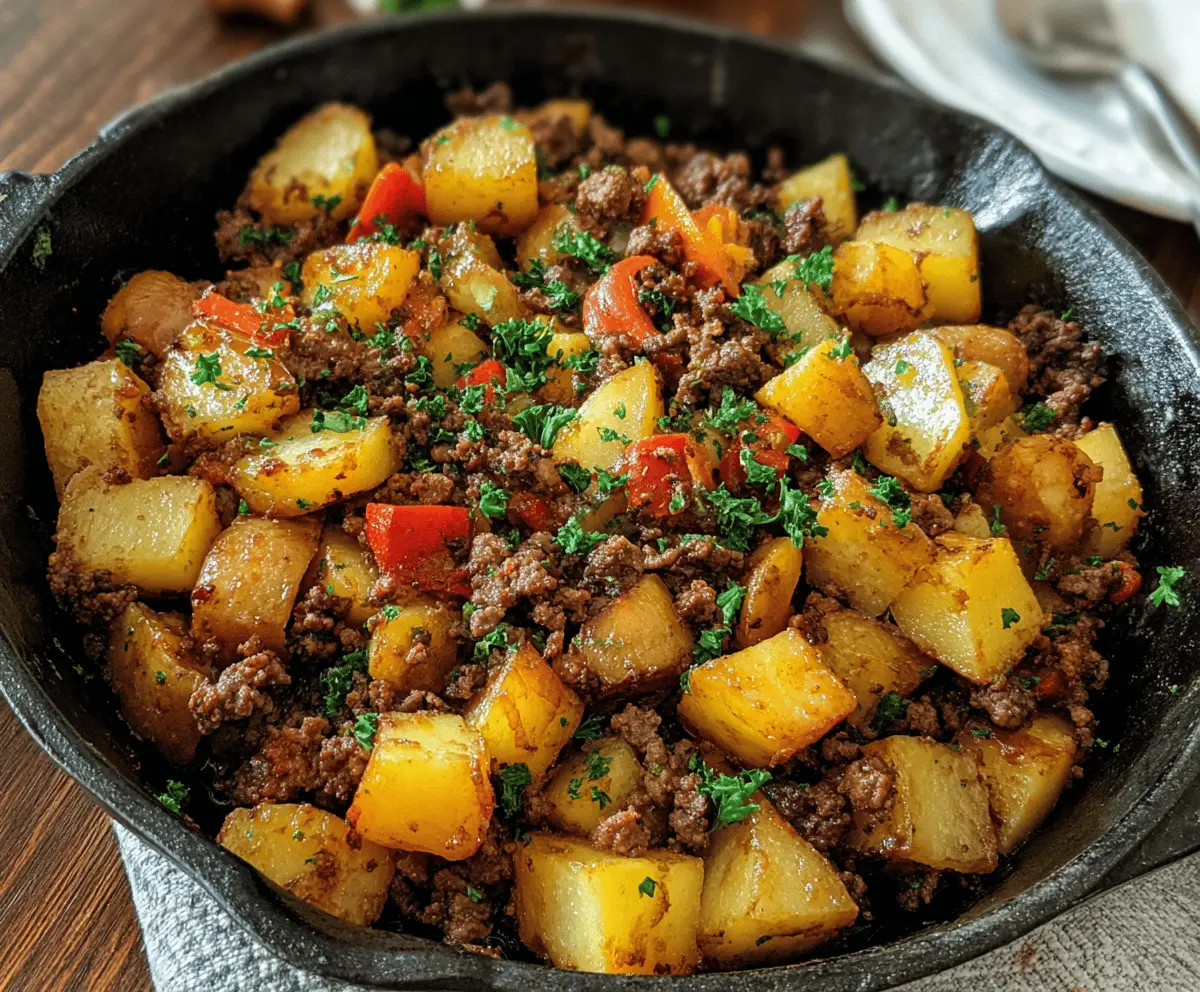 Easy Ground Beef and Potatoes Skillet Recipe