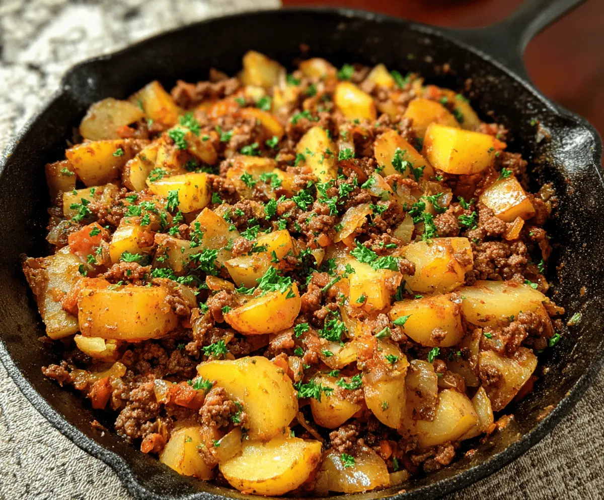 Easy Ground Beef and Potatoes Skillet Recipe