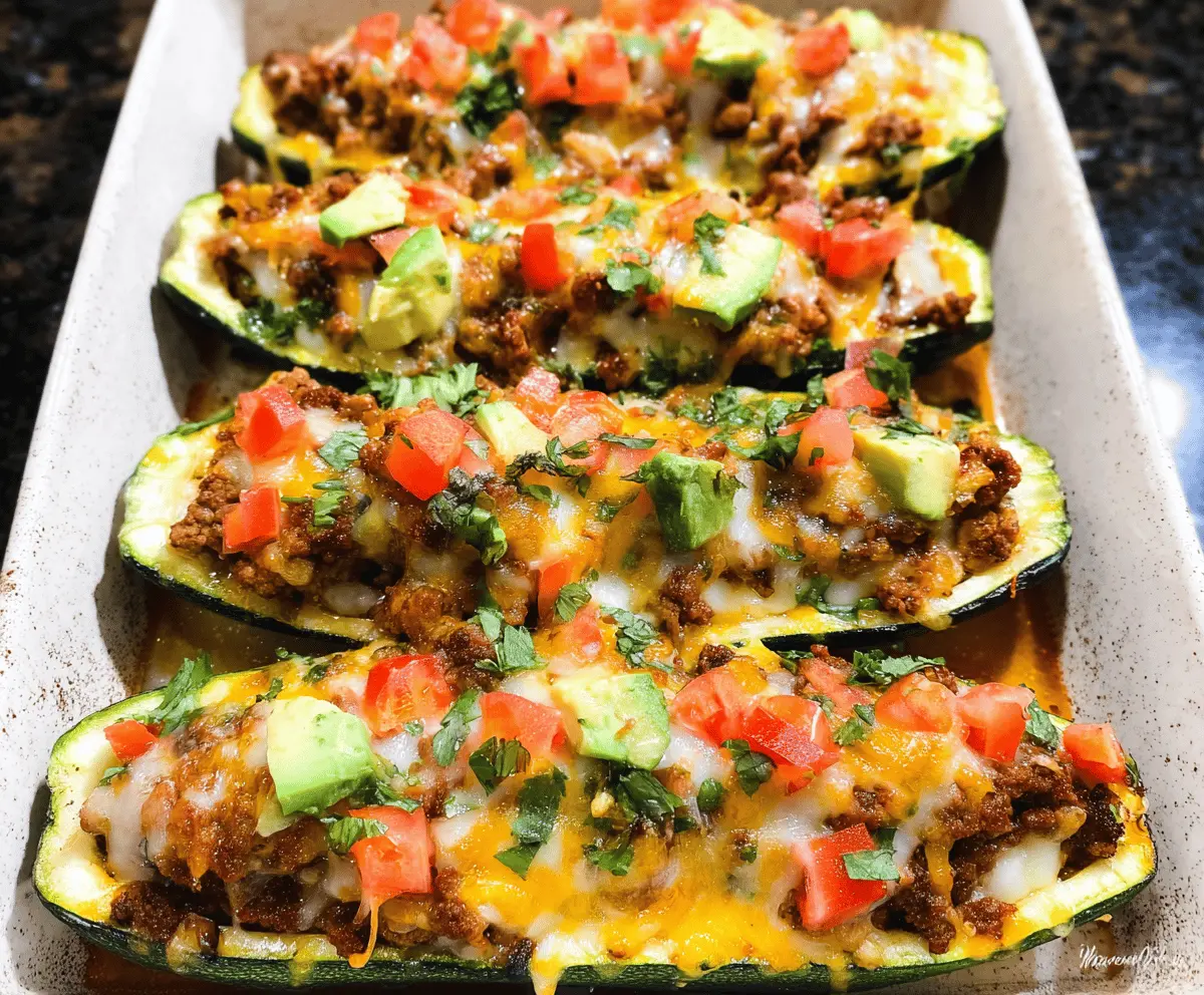 Easy Cheesy Taco Stuffed Zucchini Boats