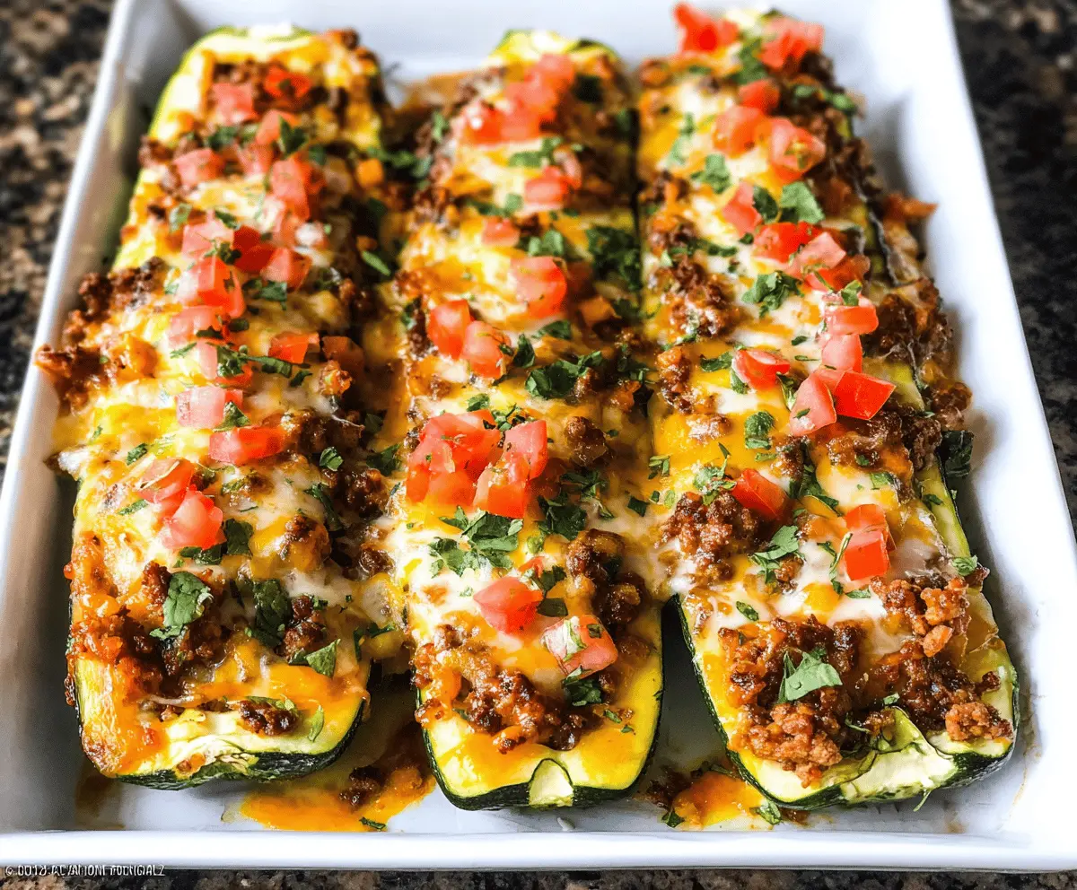 Easy Cheesy Taco Stuffed Zucchini Boats