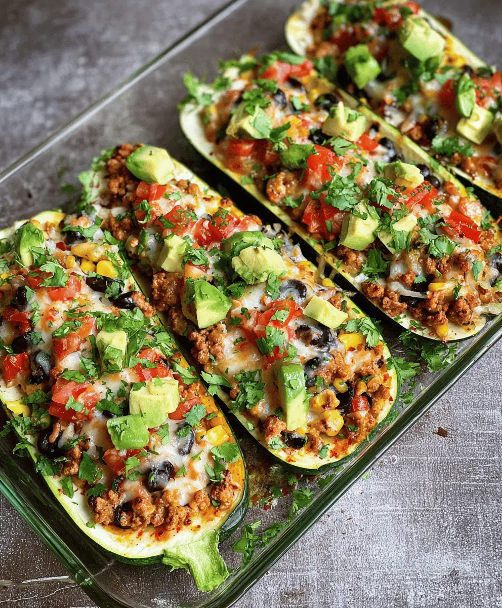Easy Ground Turkey Taco Zucchini Boats