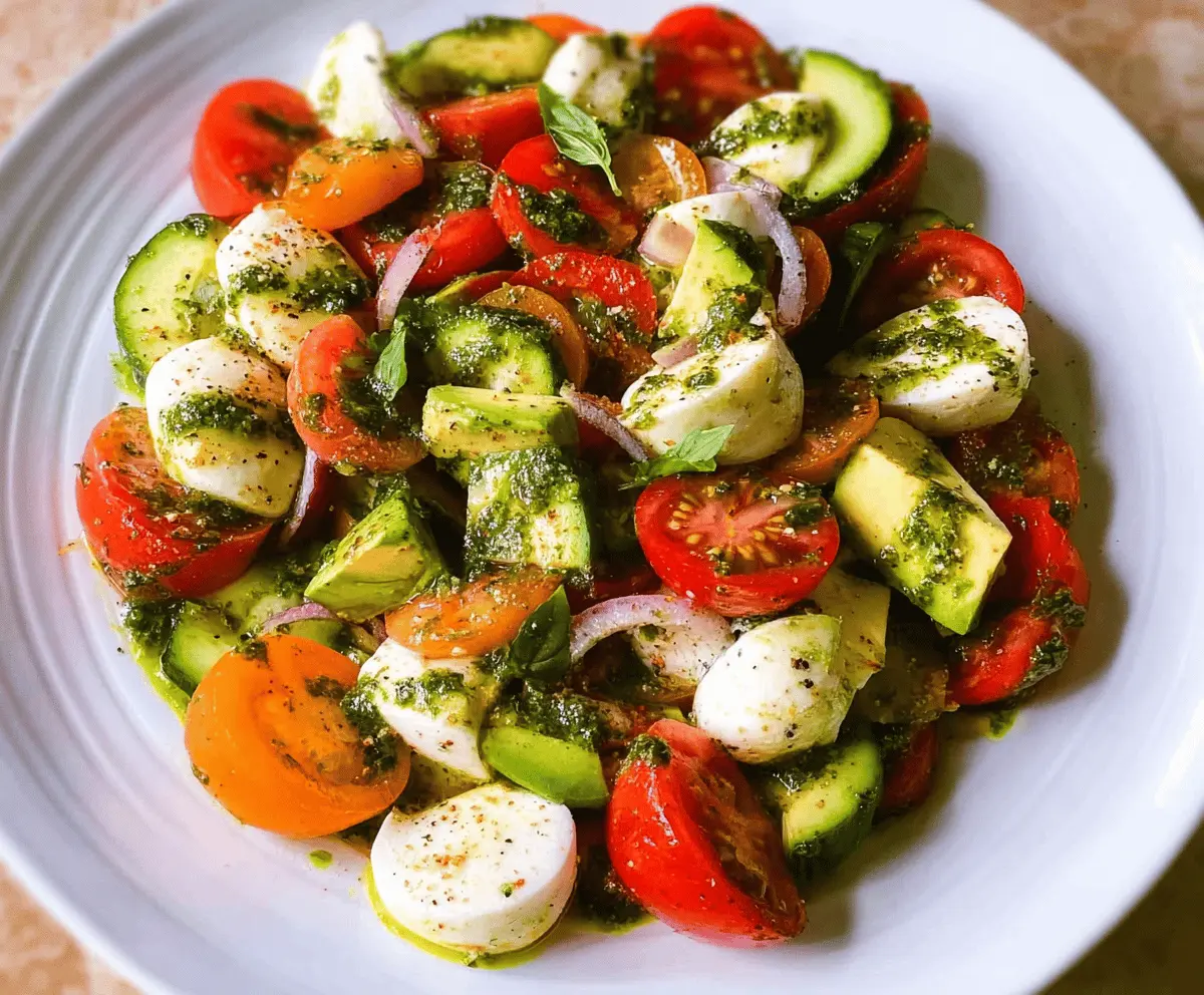 Easy Tomato Cucumber Salad With Avocado & Mozzarella
