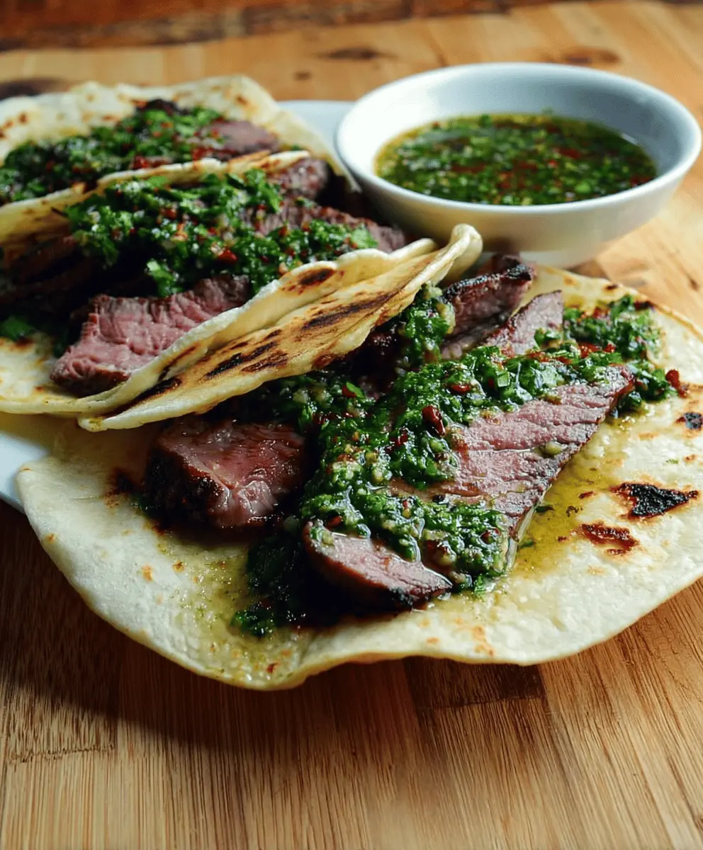 Easy Flank Steak Tacos with Garlicky Cilantro Chimichurri