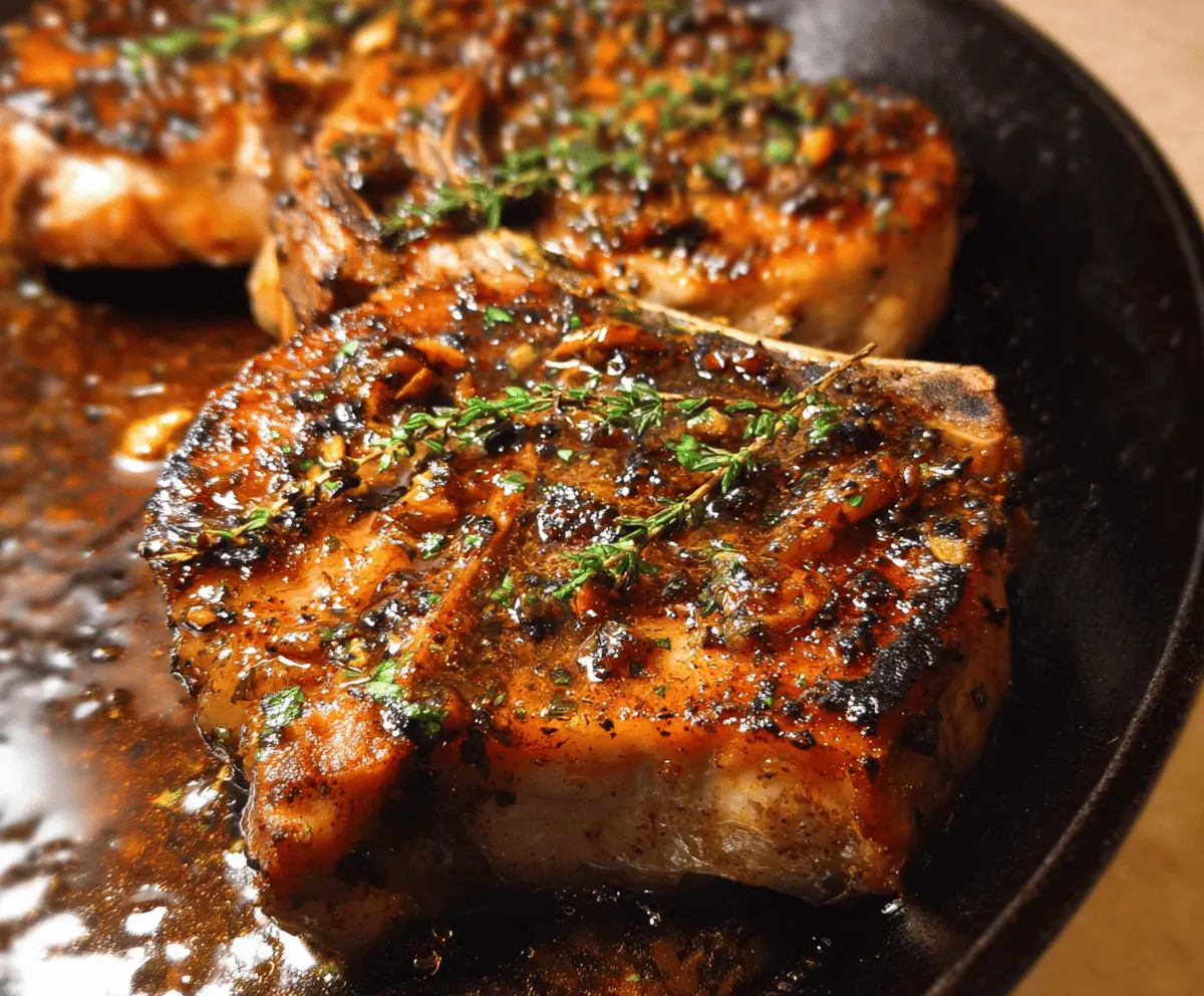 Easy Garlic Brown Sugar Pork Chops in Herb Wine Sauce