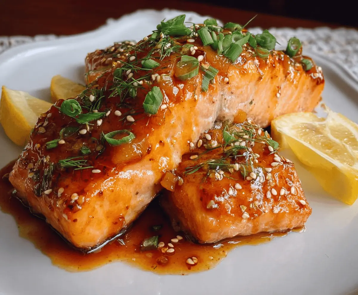 Easy Sweet and Spicy Peach Glazed Salmon Recipe