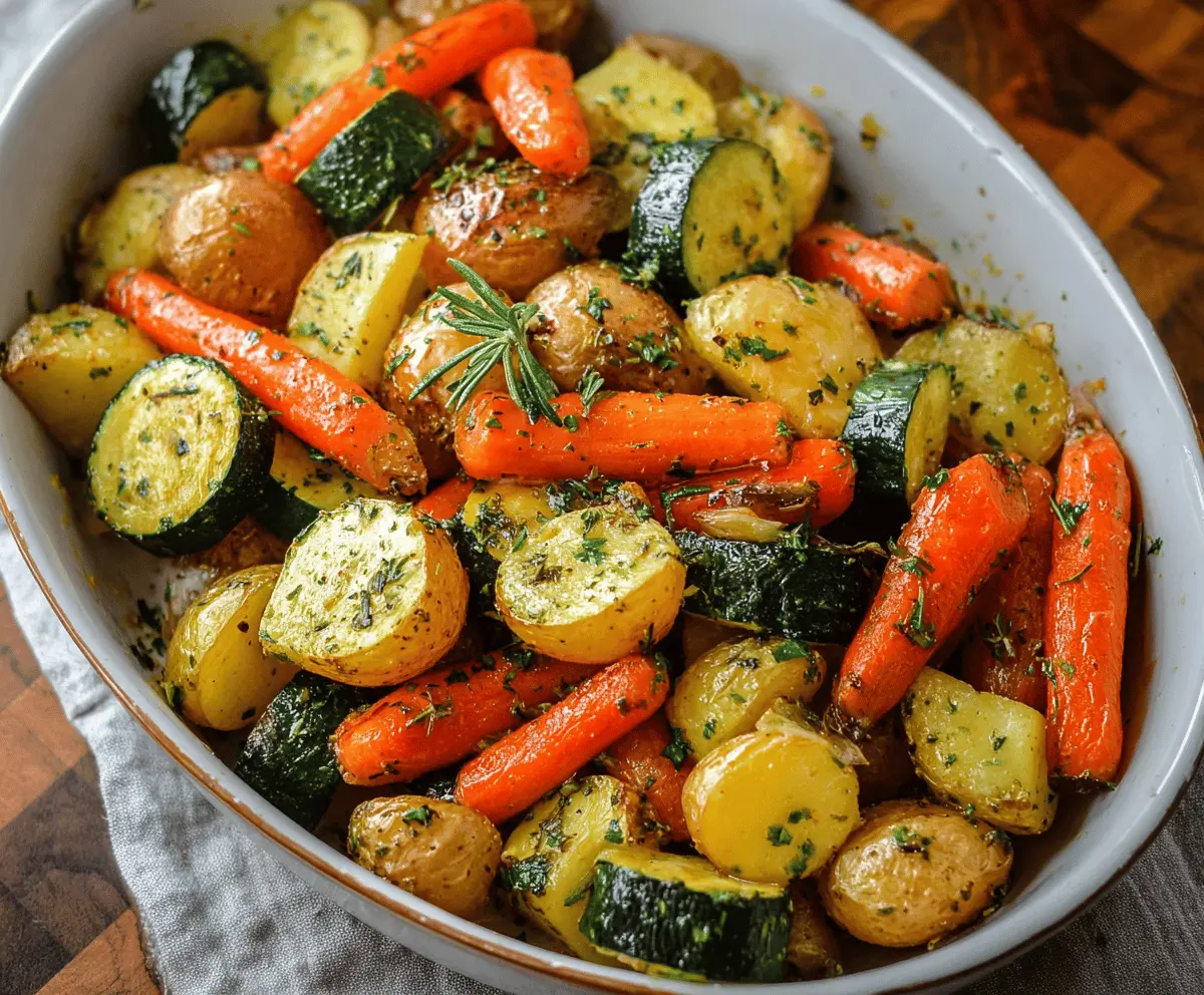 Easy Garlic Herb Roasted Potatoes, Carrots & Zucchini