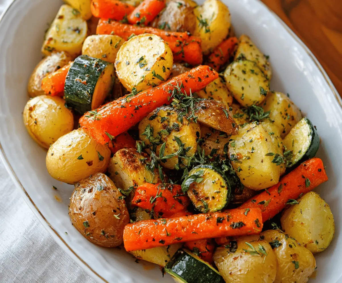 Easy Garlic Herb Roasted Potatoes, Carrots & Zucchini