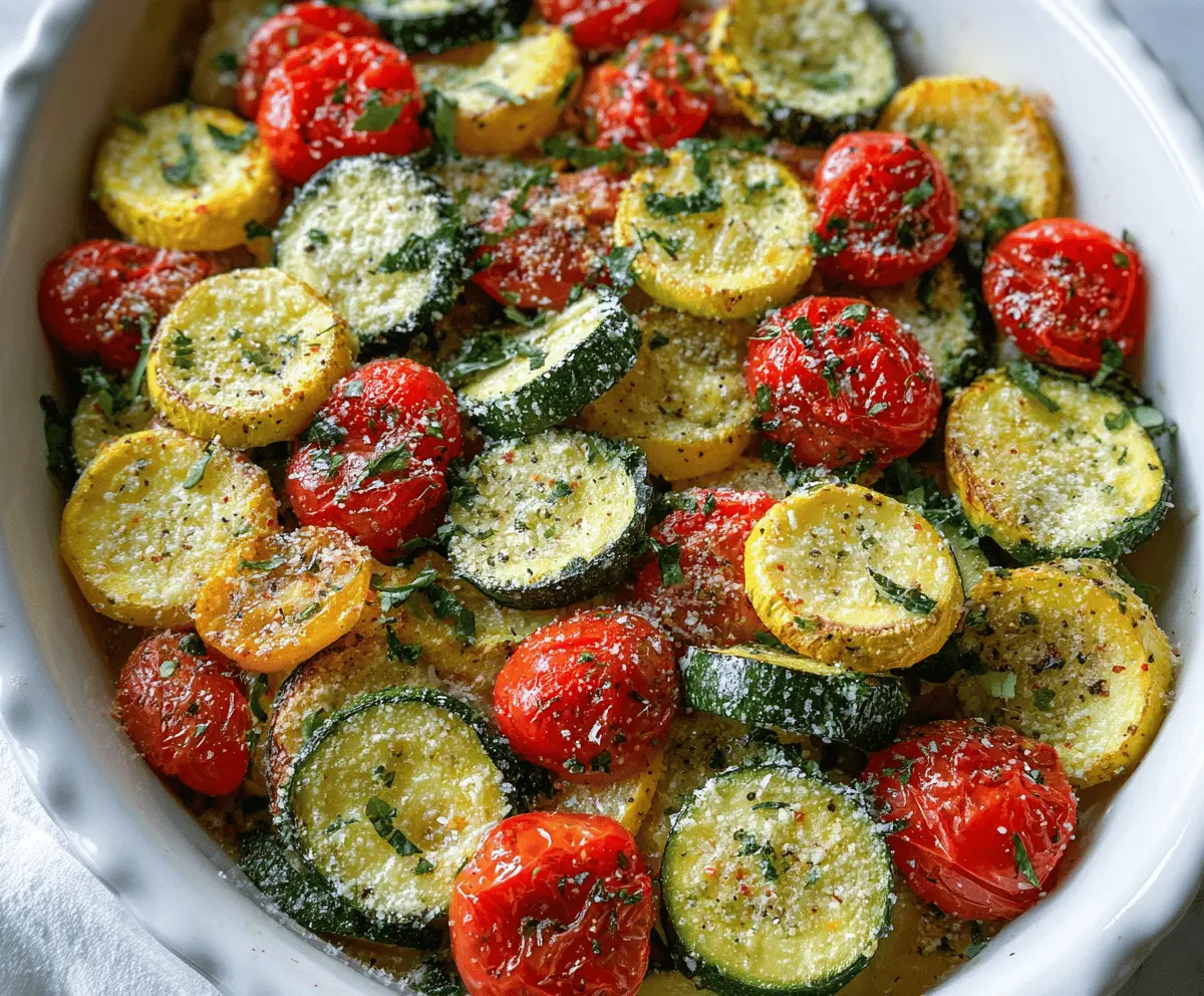Easy Roasted Garlic Parmesan Zucchini and Tomatoes