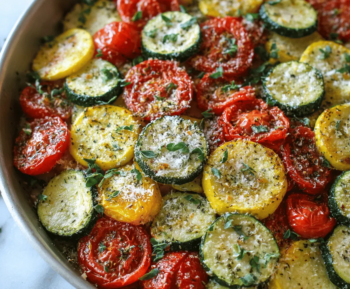 Easy Roasted Garlic Parmesan Zucchini and Tomatoes