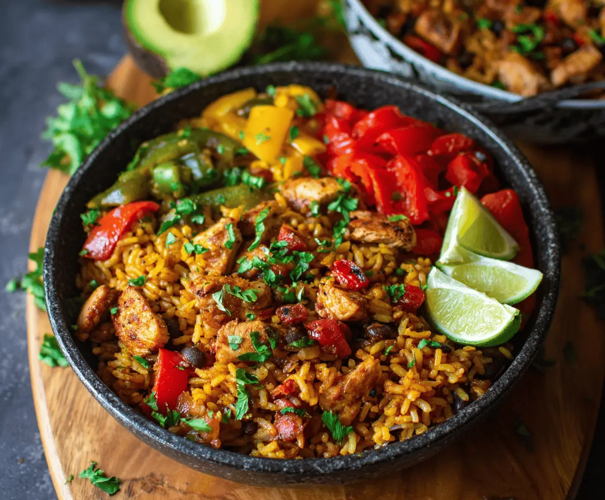 Easy One-Pan Chicken Fajita Rice Bowl Recipe