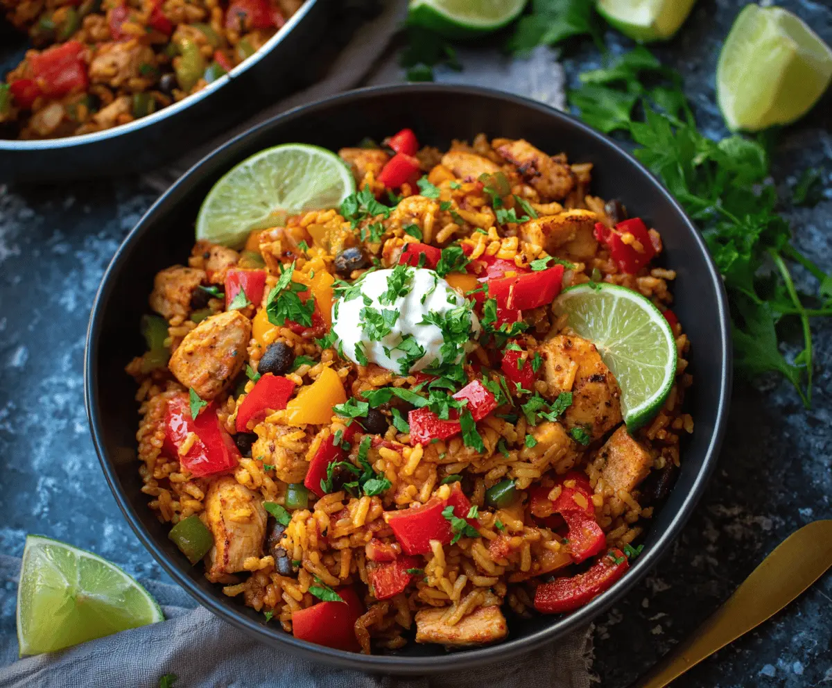 Easy One-Pan Chicken Fajita Rice Bowl Recipe