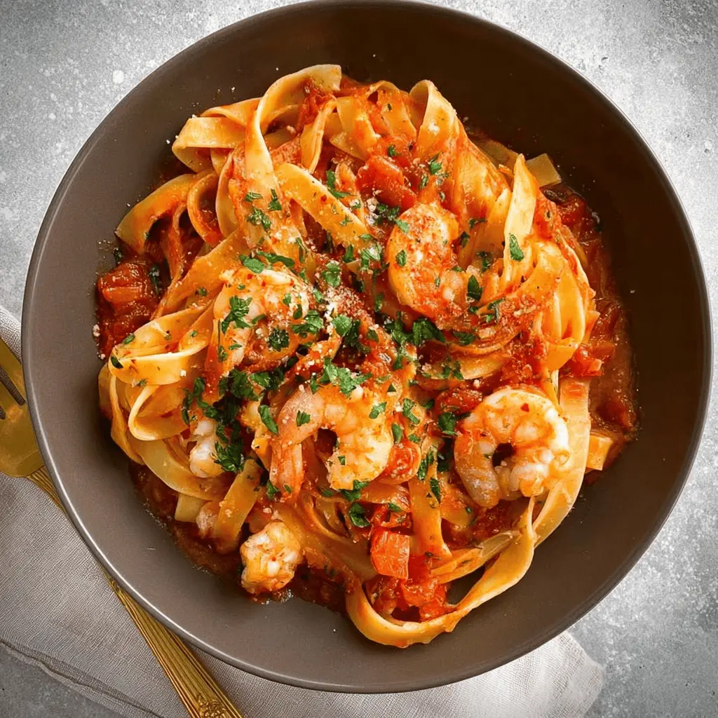 Spicy Seafood Pasta in Creamy Tomato Butter Sauce