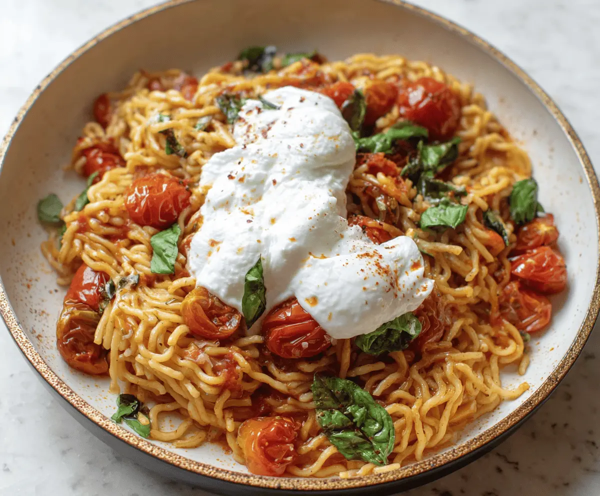 Easy Summer Tomato Burrata Pasta Recipe