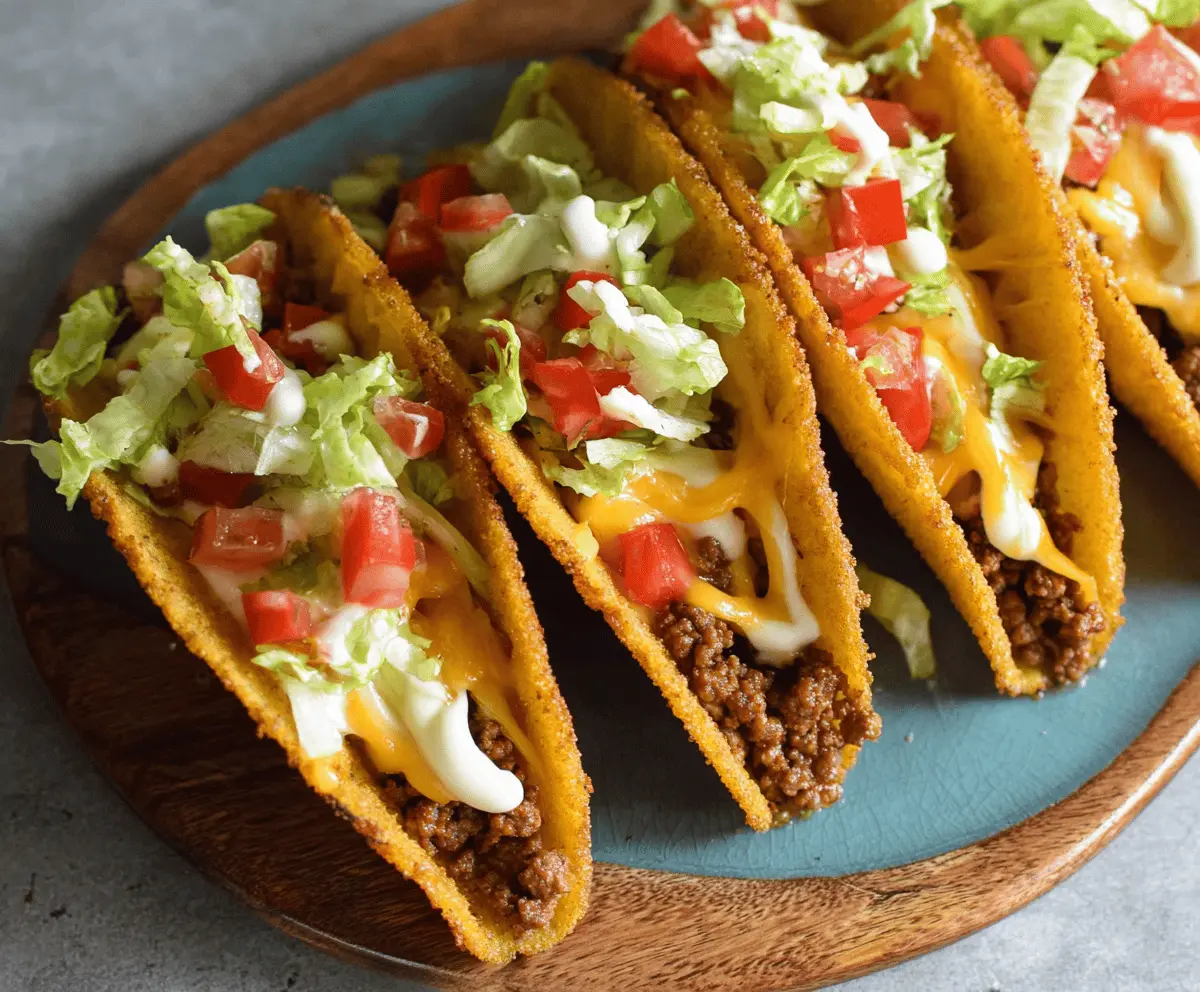 Crispy Cheesy Ground Beef Tacos Recipe