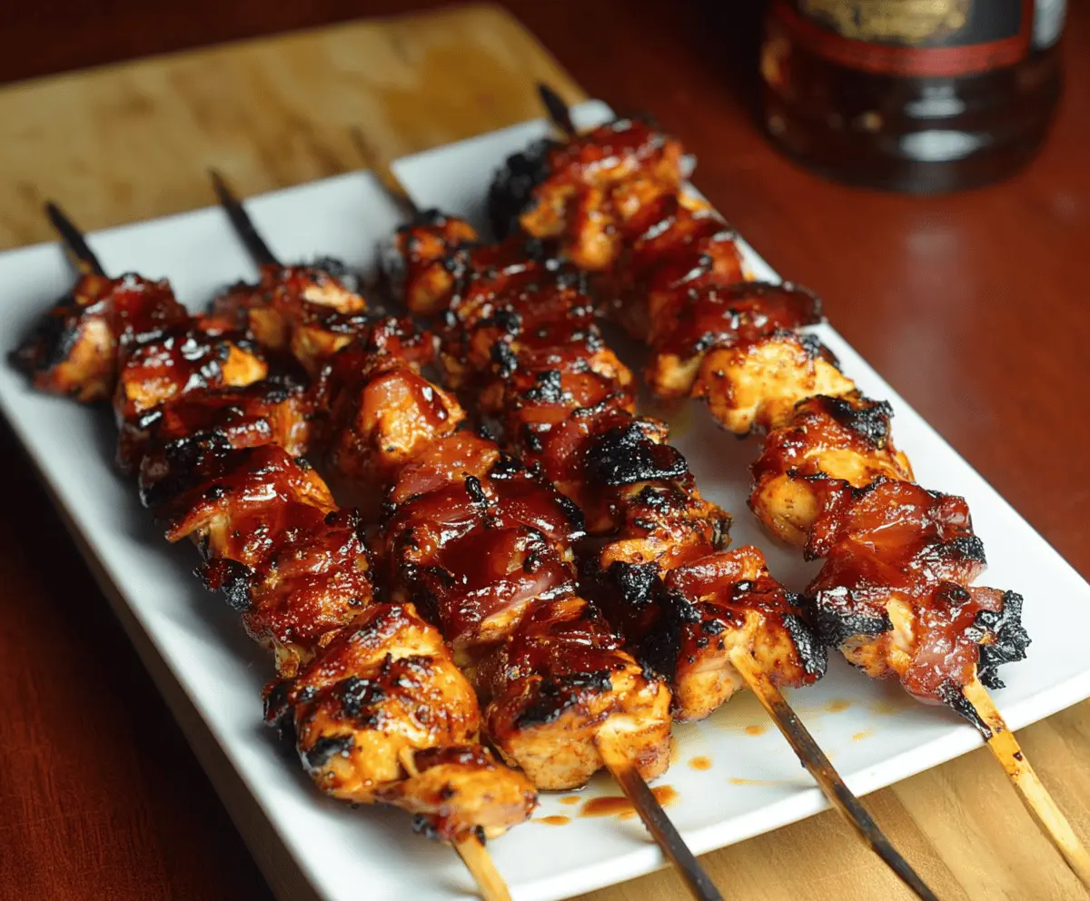 Bourbon Bacon BBQ Chicken Kebabs Recipe