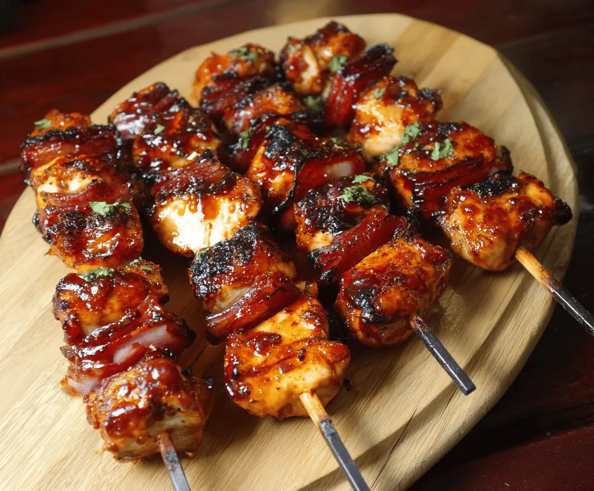 Bourbon Bacon BBQ Chicken Kebabs Recipe