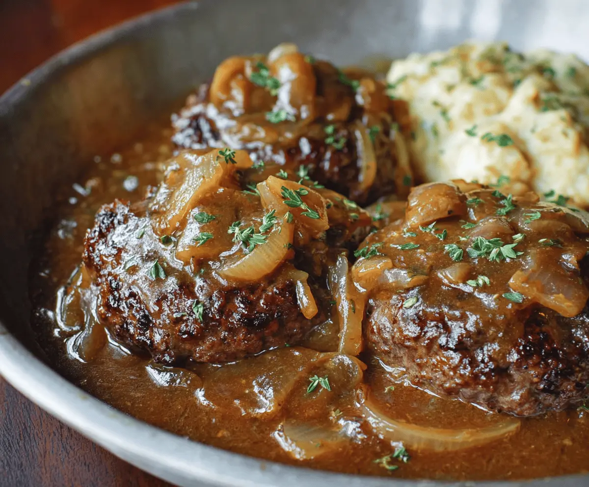 Juicy Homestyle Hamburger Steaks with Onion Gravy