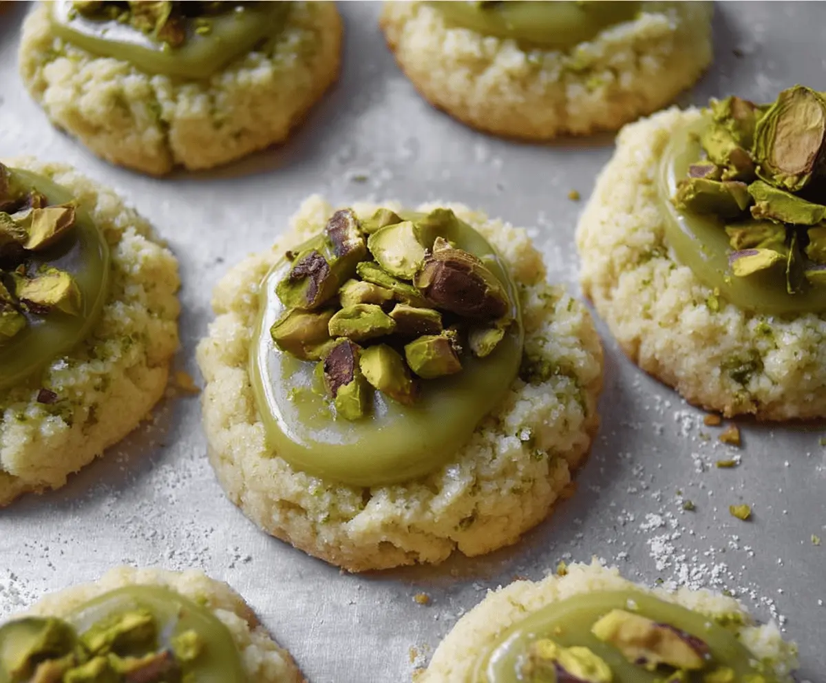 Buttery Pistachio Thumbprint Cookies 