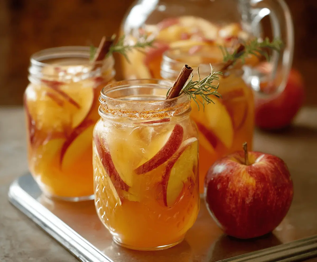 Refreshing Caramel Apple Sangria in a glass garnished with apple slices and cinnamon sticks, perfect for fall gatherings.