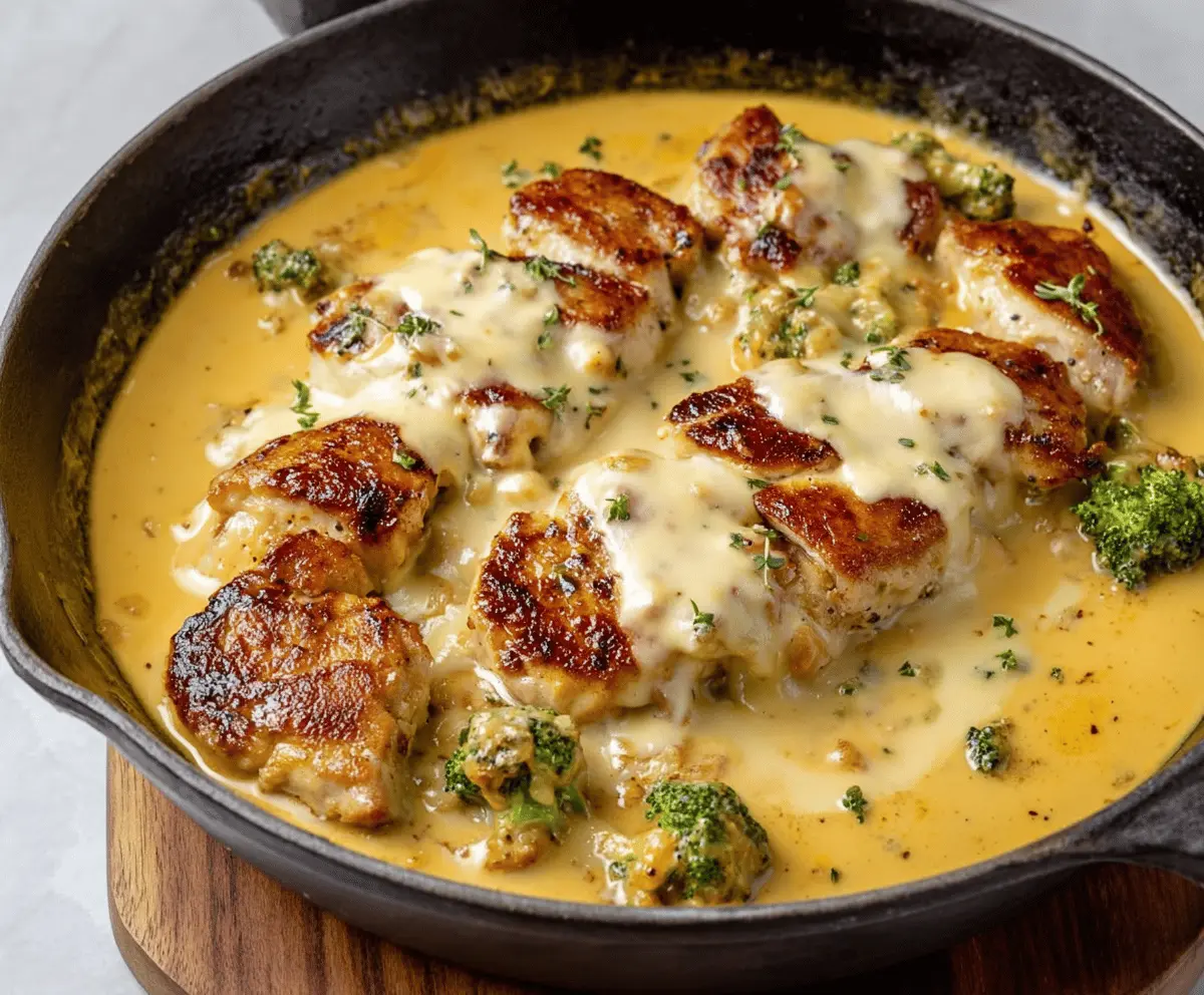 Creamy cheese chicken breast served with melted cheese topping and fresh herbs, perfect for a flavorful and satisfying meal.