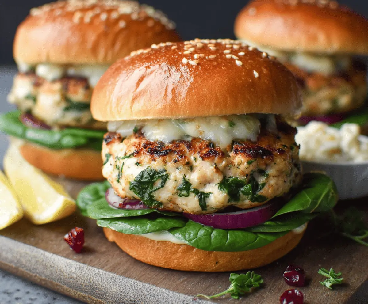 Healthy White Cheddar Spinach Chicken Burgers