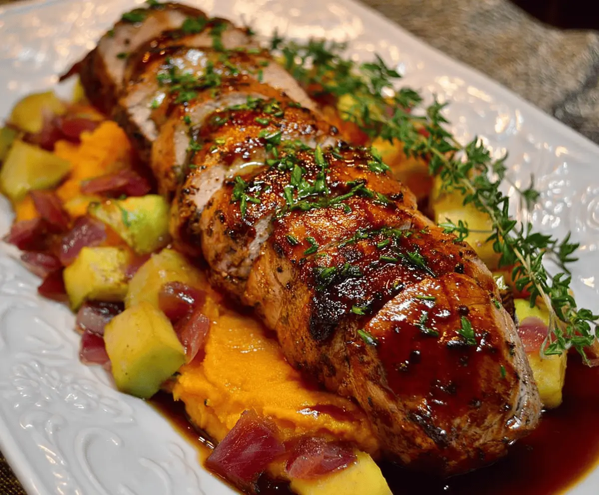 Pork Tenderloin with Apple Cider Glaze and Sweet Potato Mash, A Fall Flavor Fiesta