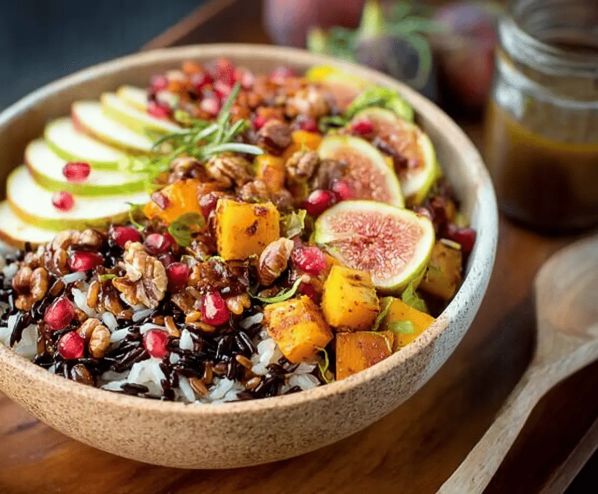 Wild Rice Harvest Bowls with Fig Balsamic Vinaigrette