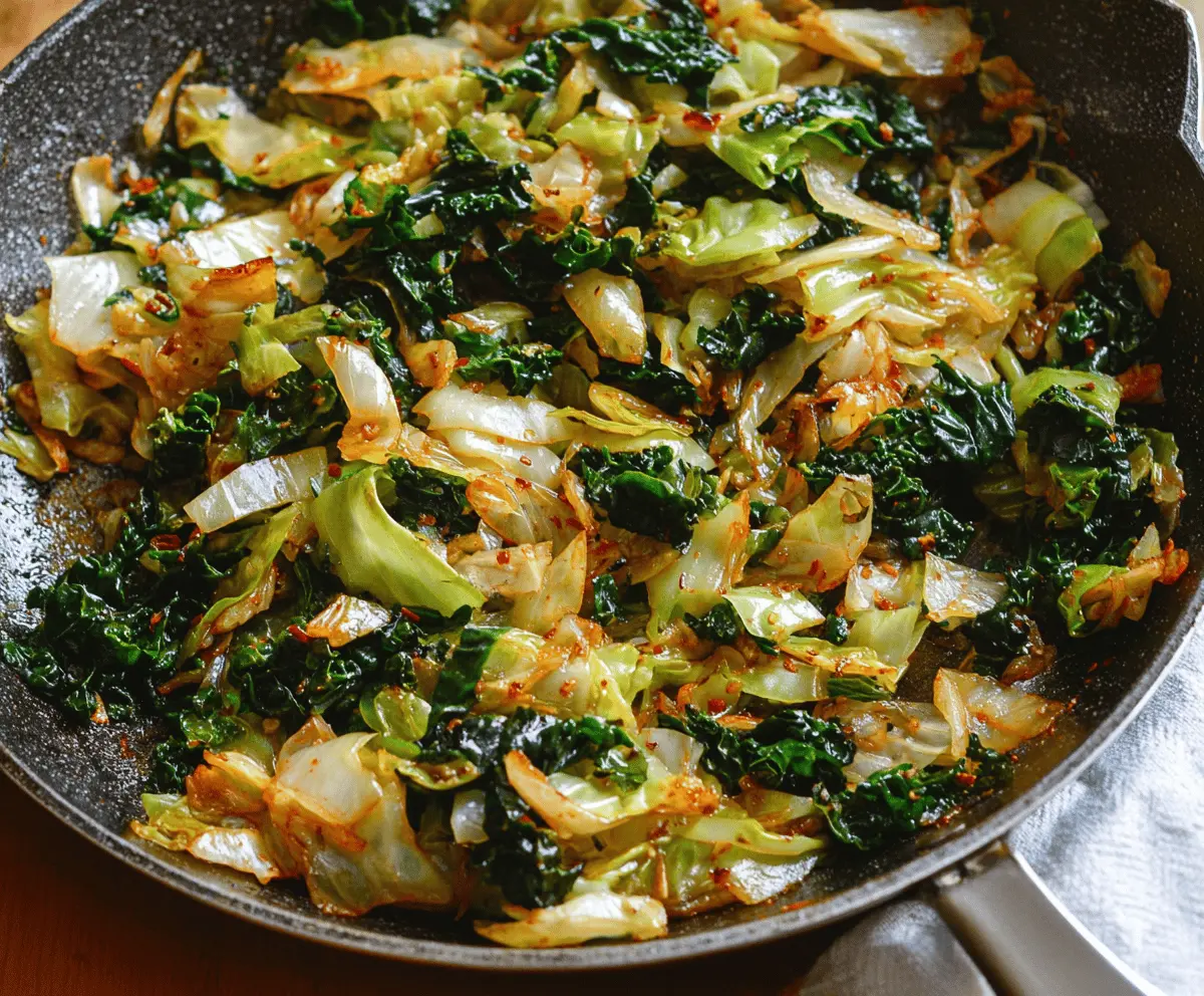 Garlic Sautéed Cabbage Kale Skillet