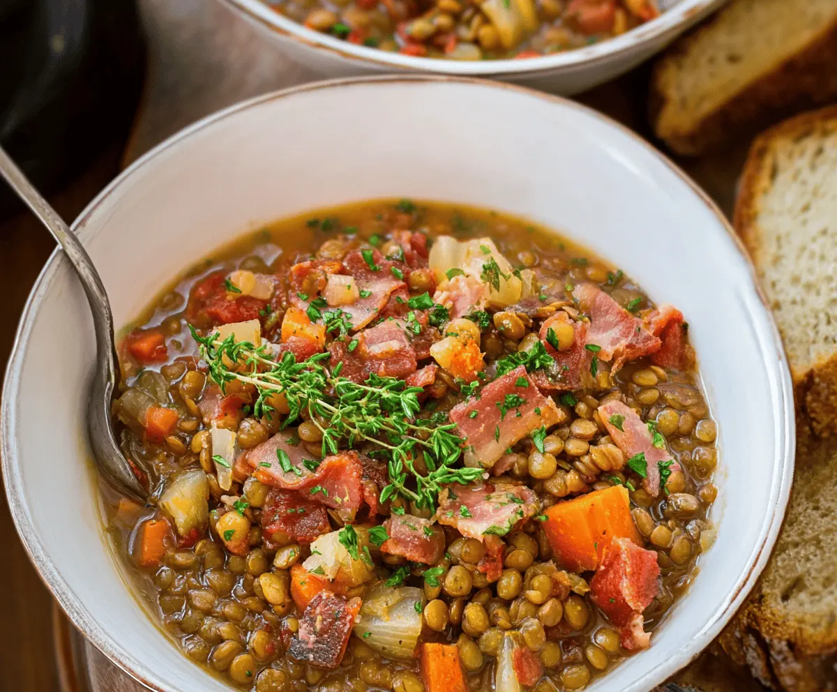 Ham & Lentil Soup with Veggies