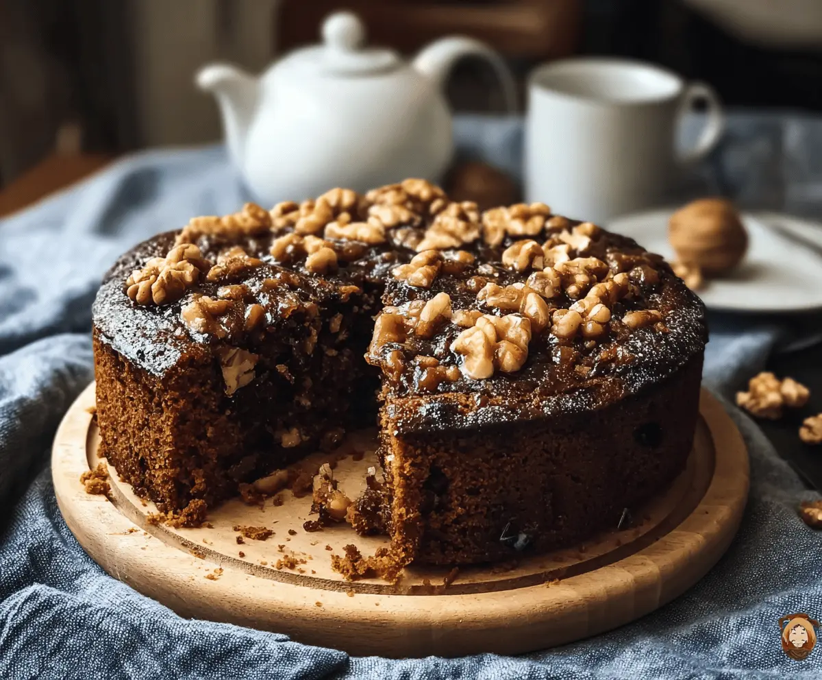 Irresistibly Moist Espresso Date Cake with Walnuts