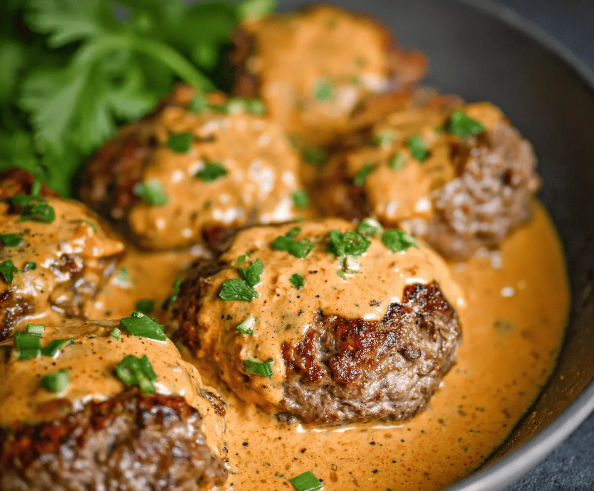 Keto Feta Burgers With Tomato Cream Sauce