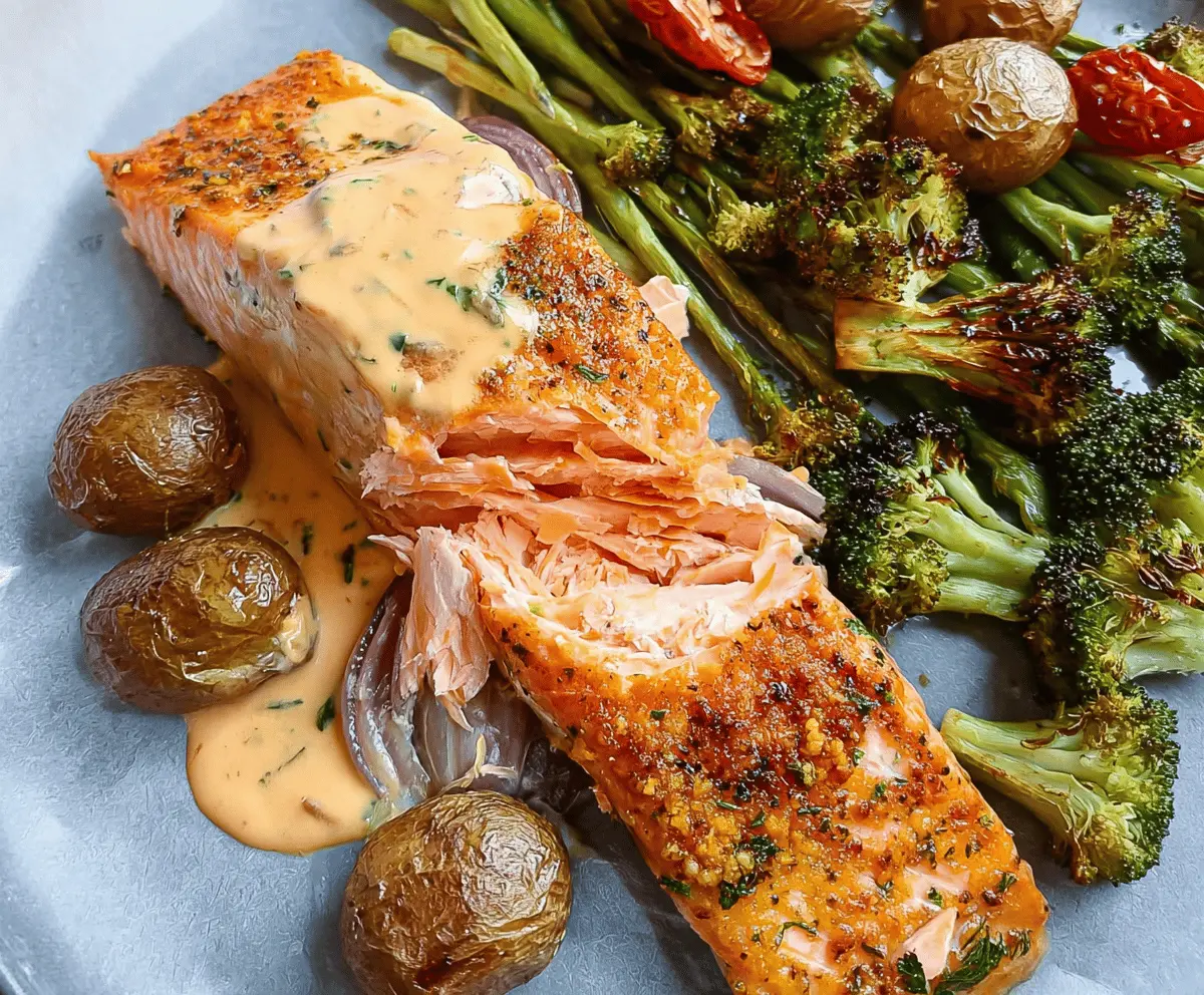 Delicious 4-ingredient salmon dinner served with fresh lemon and herbs