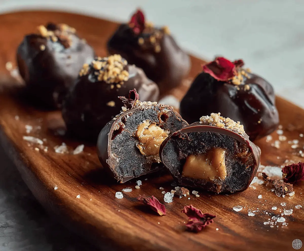 Delicious gourmet chocolate dates filled with rich chocolate, perfect for a luxurious sweet treat.