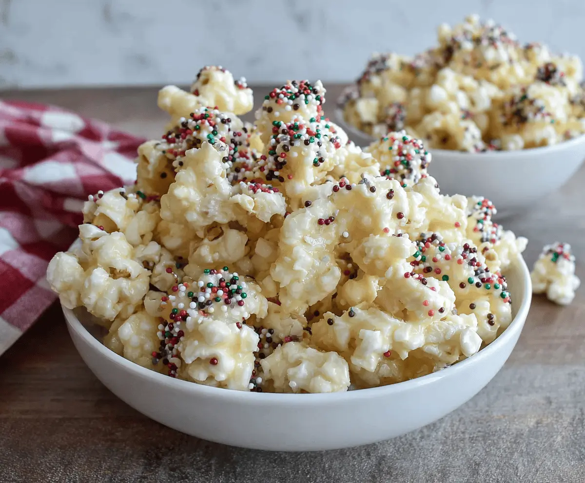 Delicious homemade almond bark puffcorn crack recipe with crispy popcorn coated in sweet almond bark.
