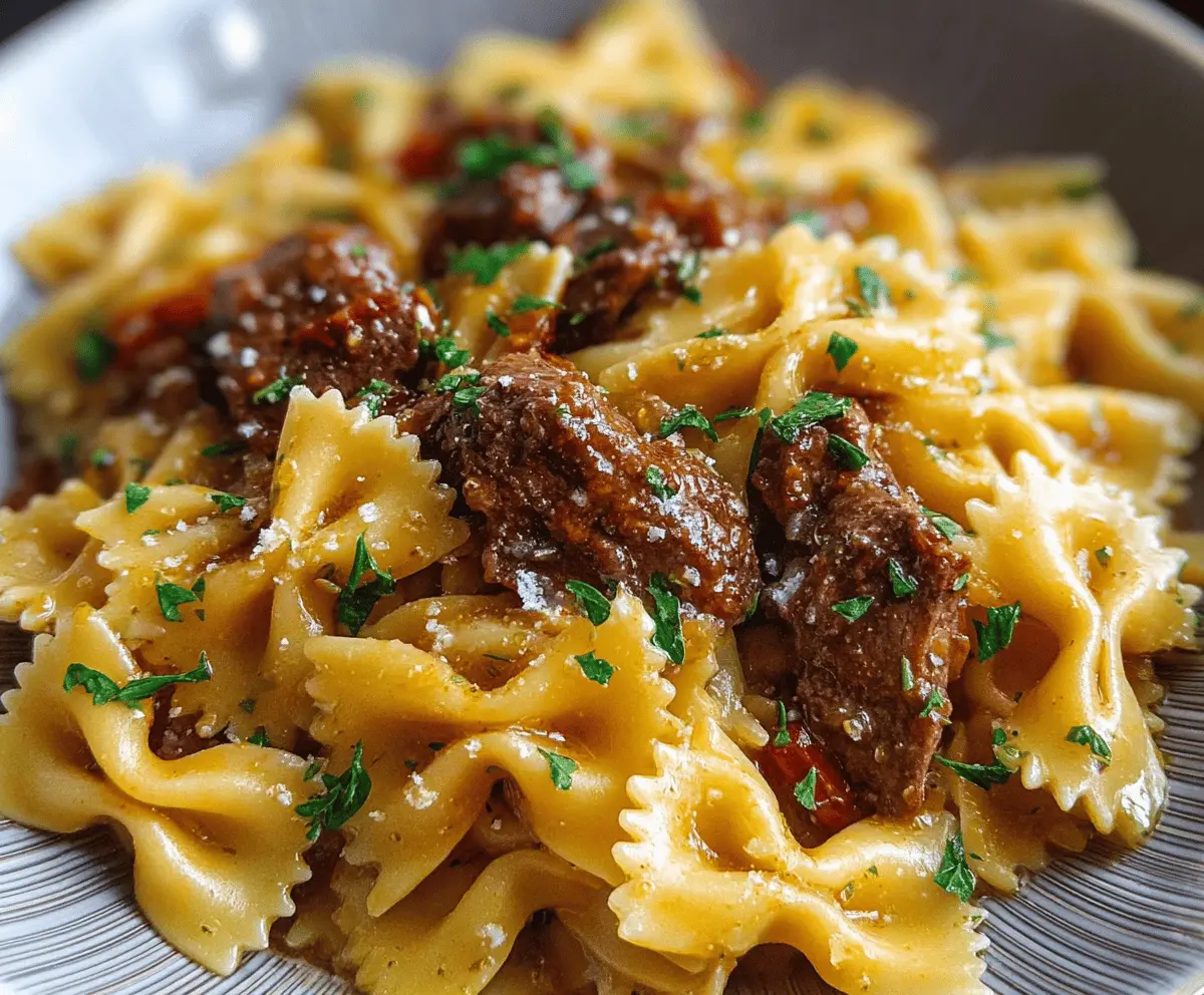 Garlic Butter Bowtie Pasta with Beef Perfection