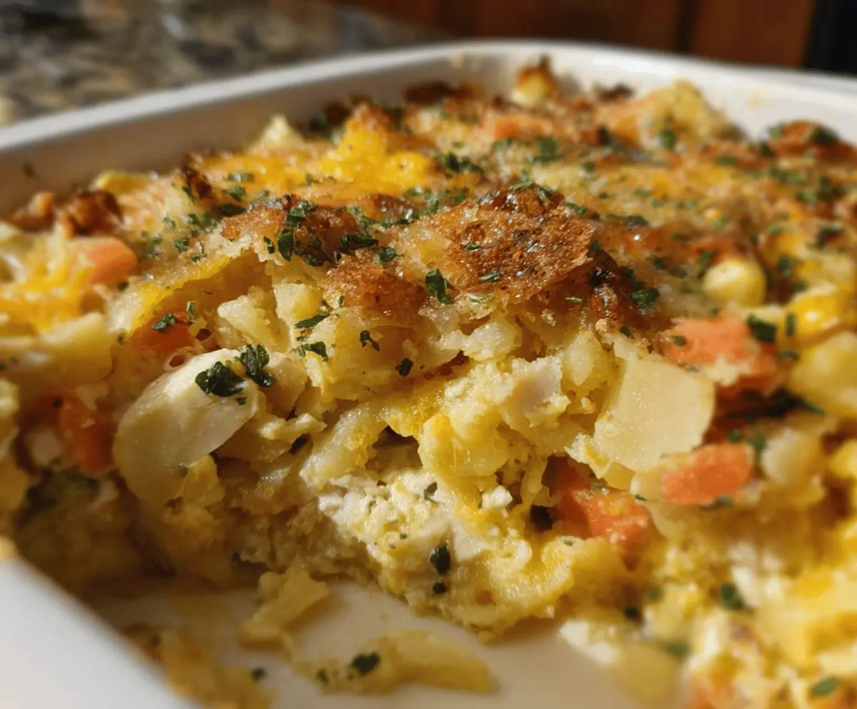 Delicious leftover turkey casserole with eggs, perfect for a comforting family meal