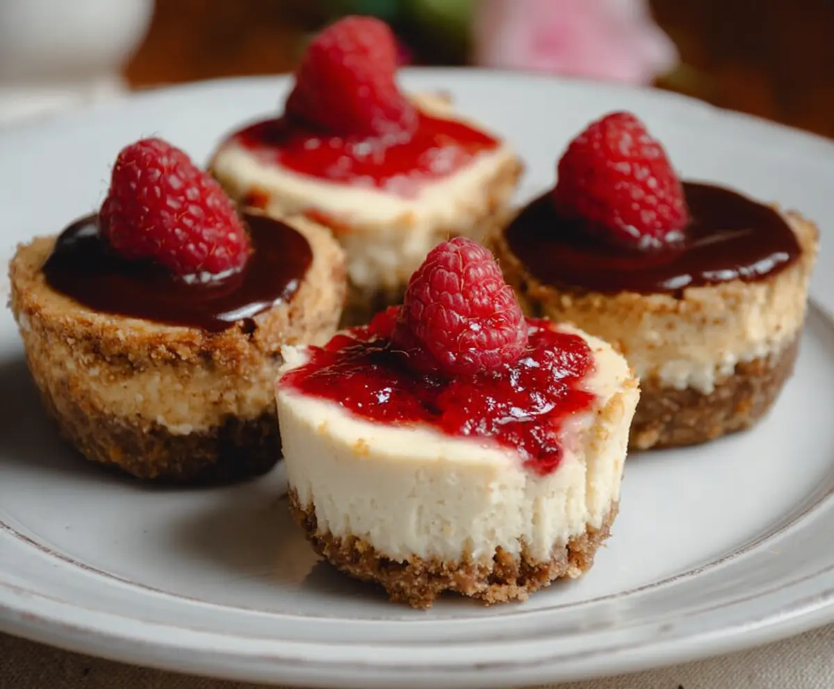 Delicious mini vegan baked cheesecakes with a creamy texture and berry topping.