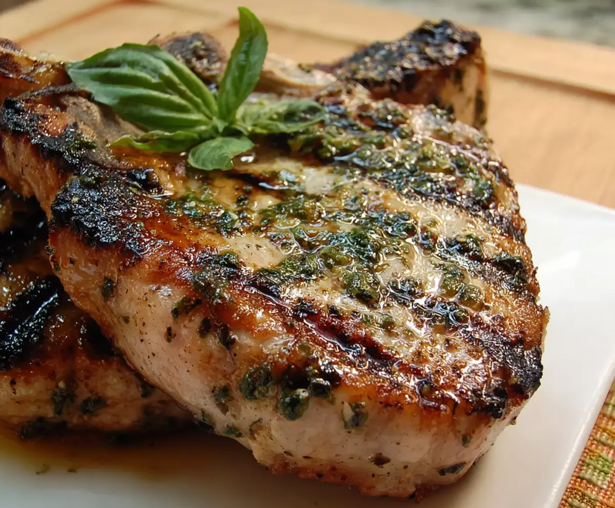 Basil-Garlic Grilled Pork Chops