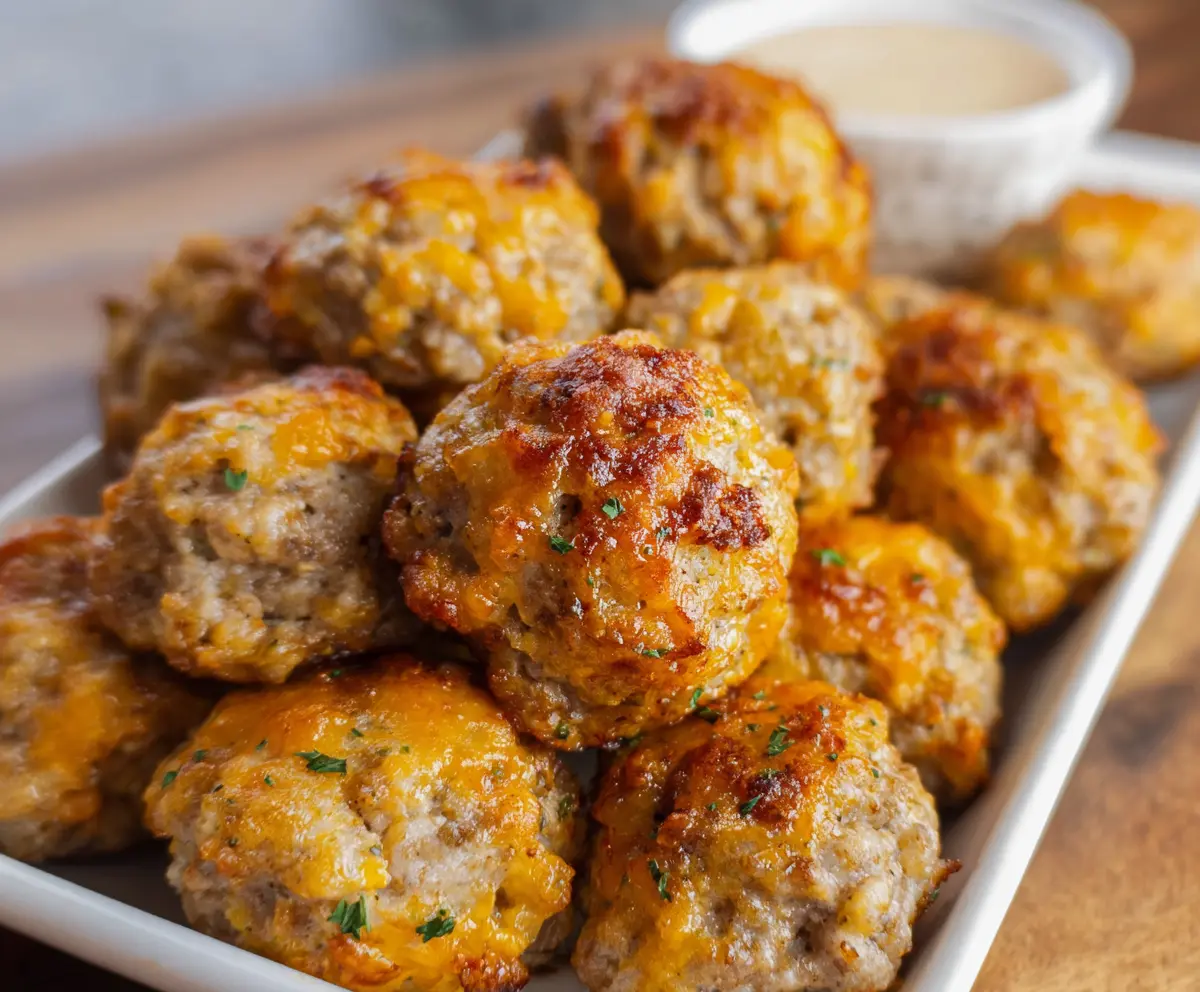 Delicious Bisquick sausage balls made with just 3 ingredients, perfect for snack or appetizer.